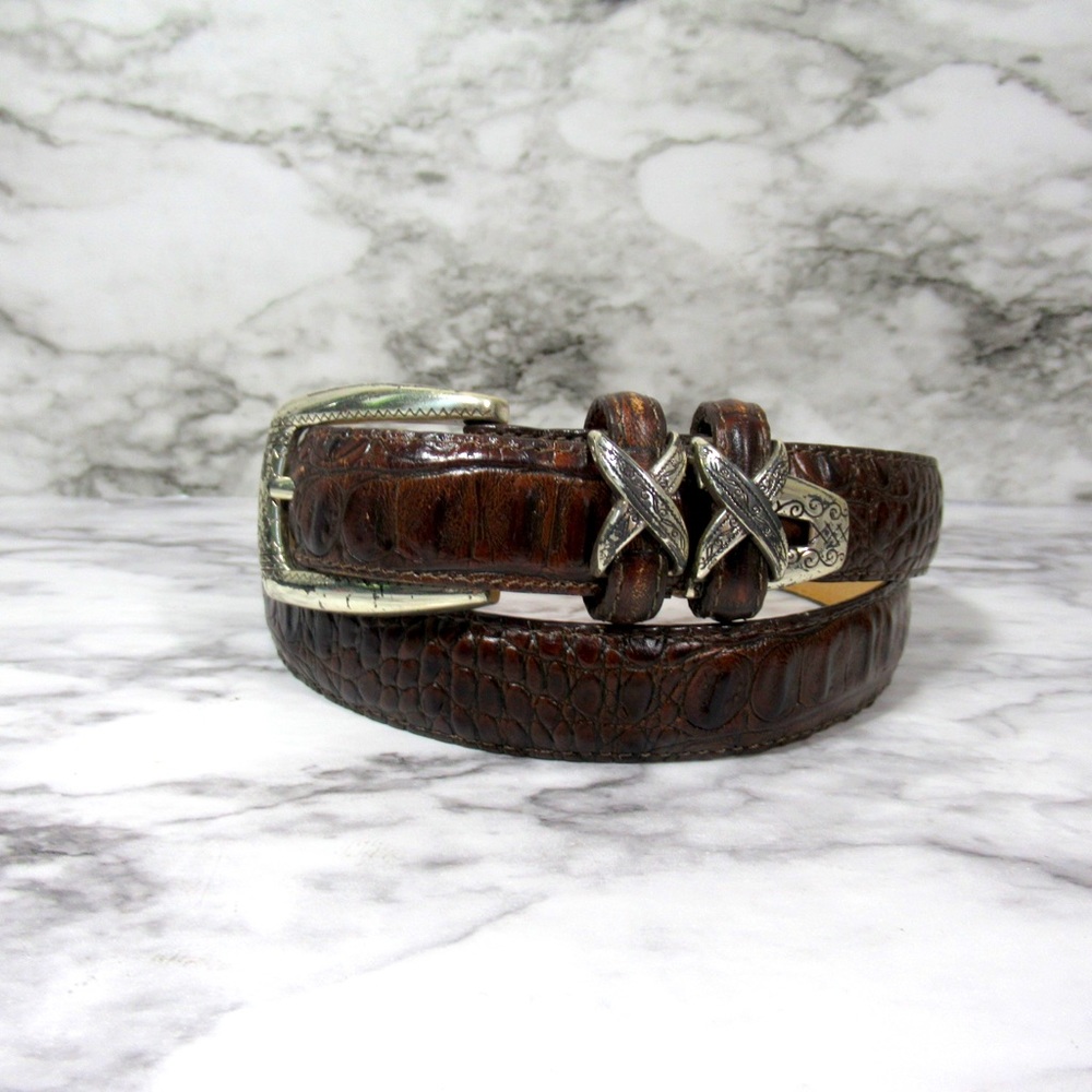 Brighton Brown Croc Embossed Belt Size Medium Large Style 4B108